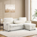 USTYLE Upholstery Sleeper Sectional Sofa With Storage Space, USB Port, 2 Cup Holders On Back Cushions