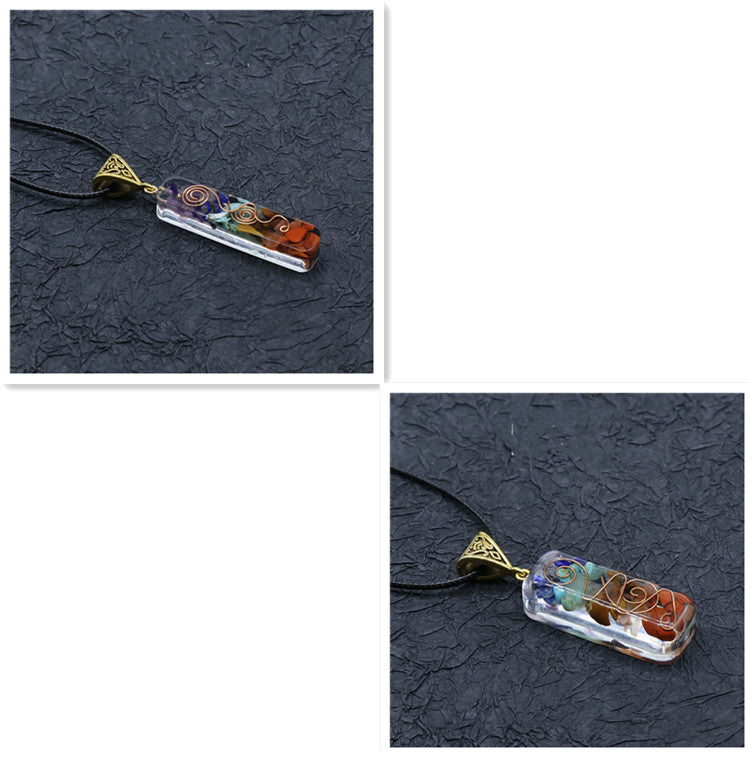Crystal Semi-precious Stone Gravel Meditation Seven Chakra Pendant