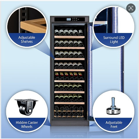 Intelligent Temperature-Controlled Multi-Tiered Black Grape Wine Cabinet