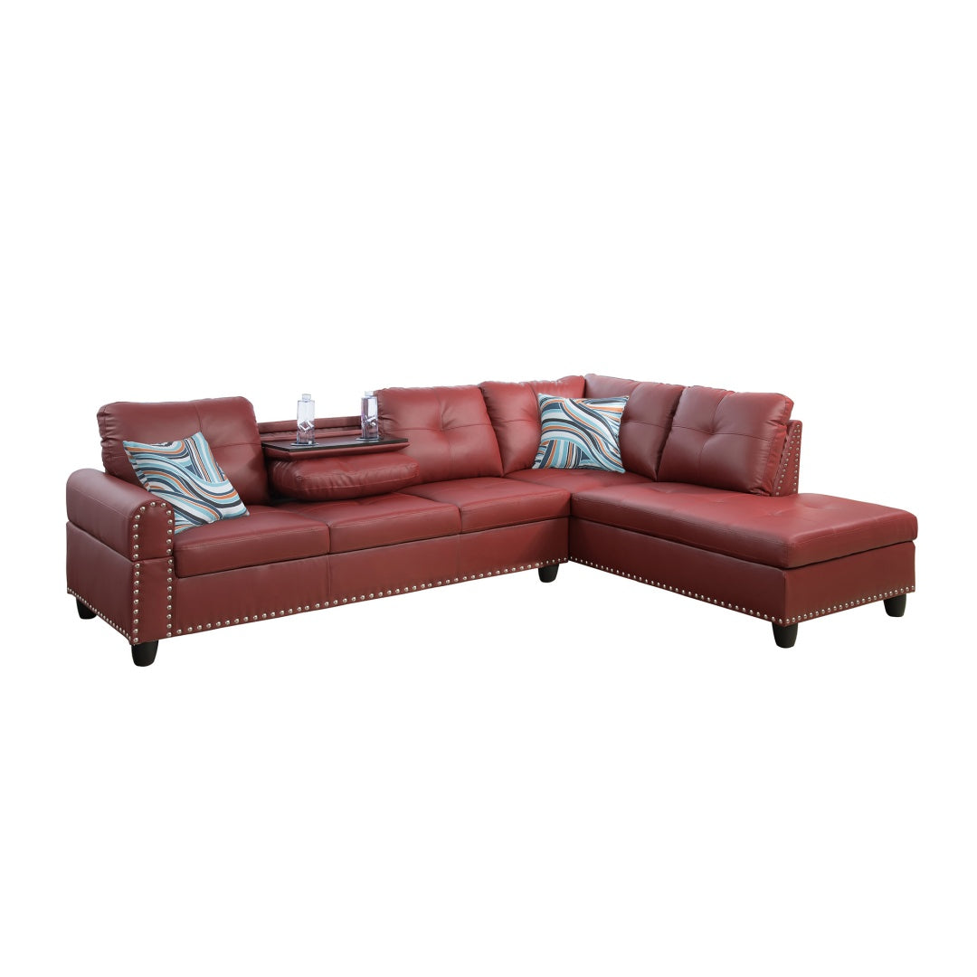 Only Self Pickup--Red Faux Leather Synthetic Leather 3-Piece Sofa Set