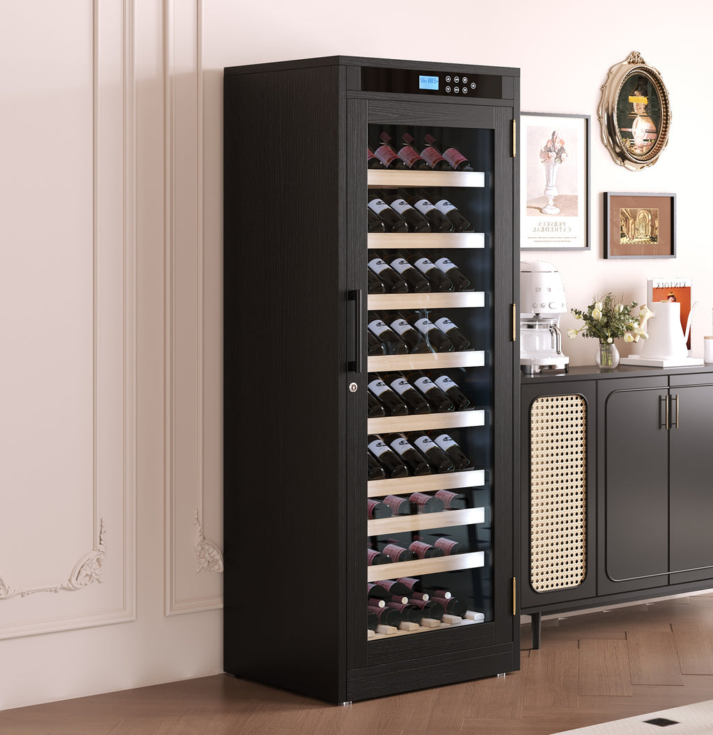 Intelligent Temperature-Controlled Multi-Tiered Black Grape Wine Cabinet