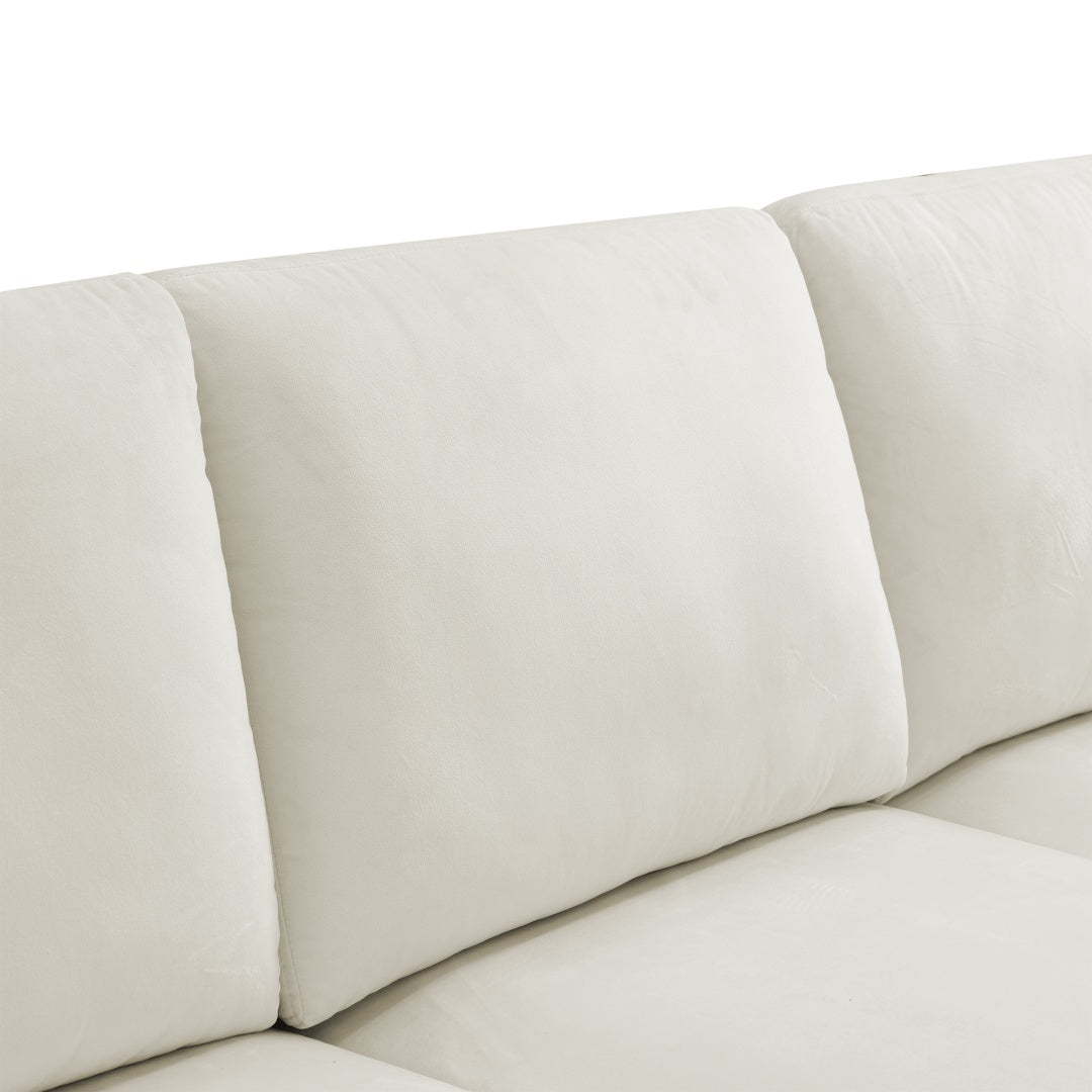 Self-pickup Only--Off-white Fluffy Fabric 2-Piece Living Room Sofa Set