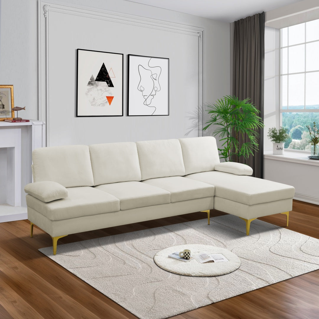 Self-pickup Only--Off-white Fluffy Fabric 2-Piece Living Room Sofa Set