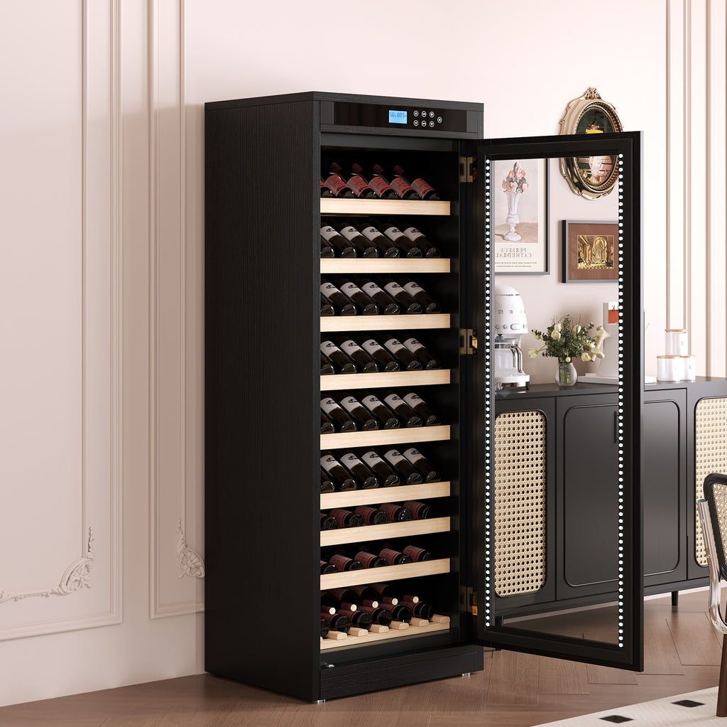 Intelligent Temperature-Controlled Multi-Tiered Black Grape Wine Cabinet