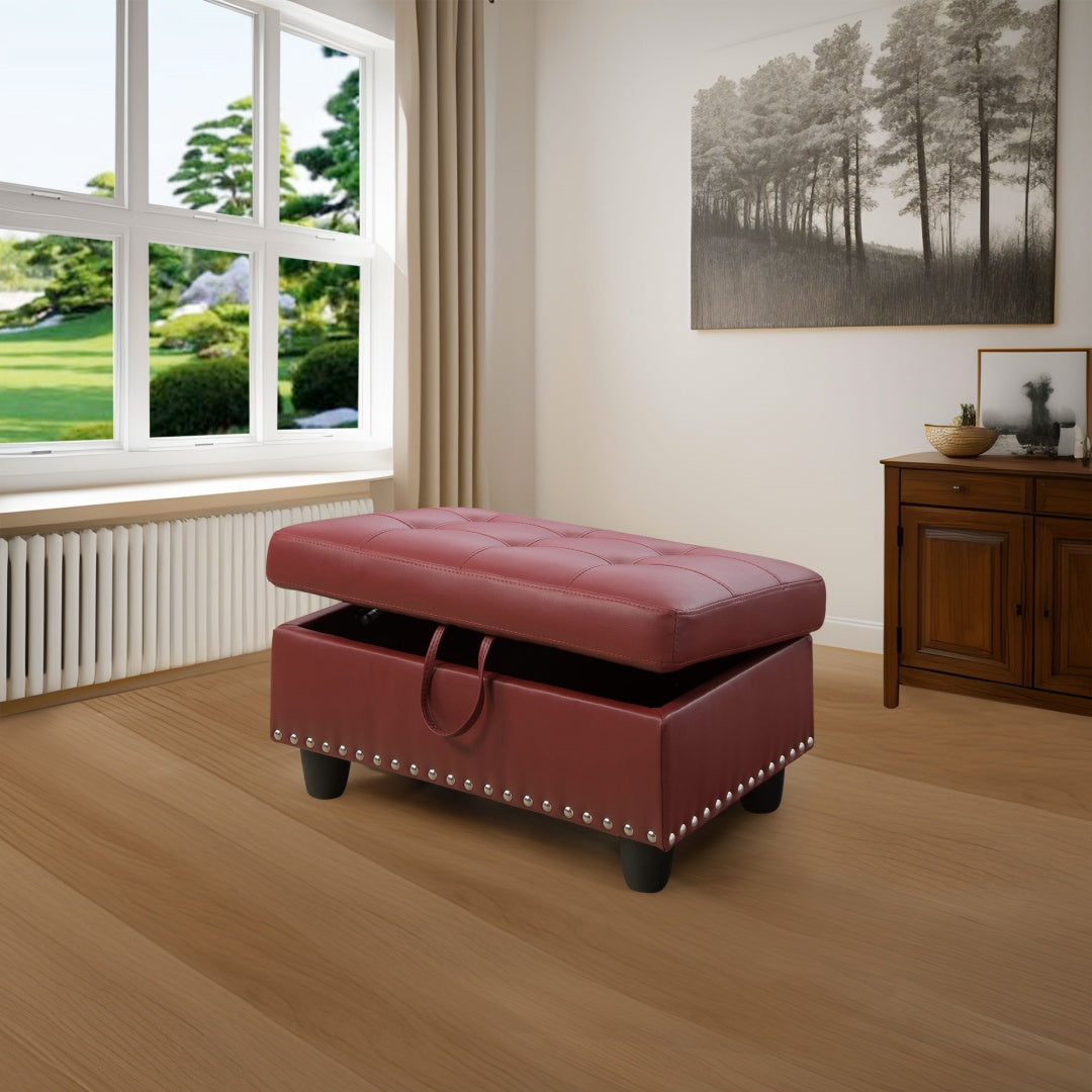 Only Self Pickup--Red Faux Leather Synthetic Leather 3-Piece Sofa Set