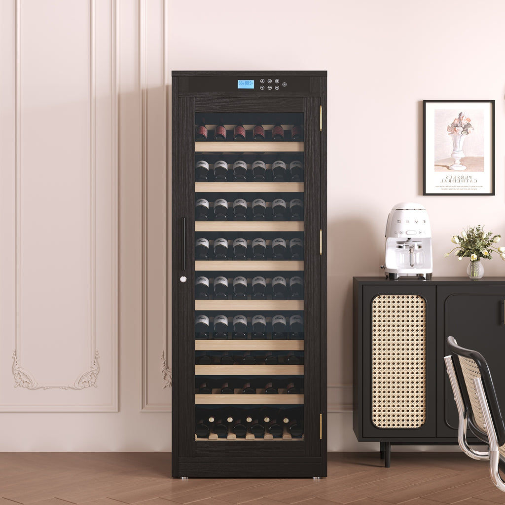 Intelligent Temperature-Controlled Multi-Tiered Black Grape Wine Cabinet